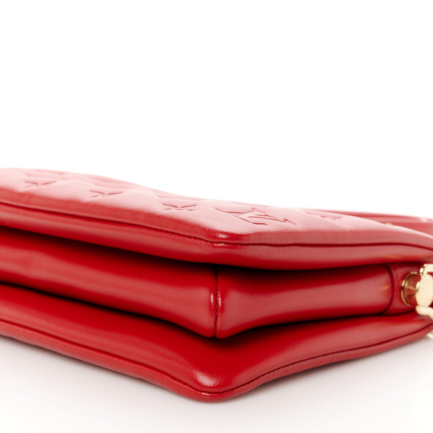 Mother of Pearl Lambskin Embossed Monogram Coussin BB Red Green