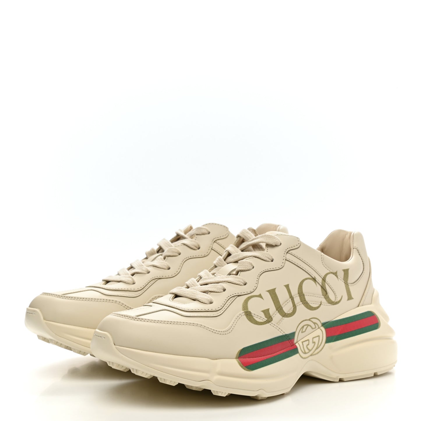Calfskin Logo Womens Rhyton Sneakers 40 Ivory