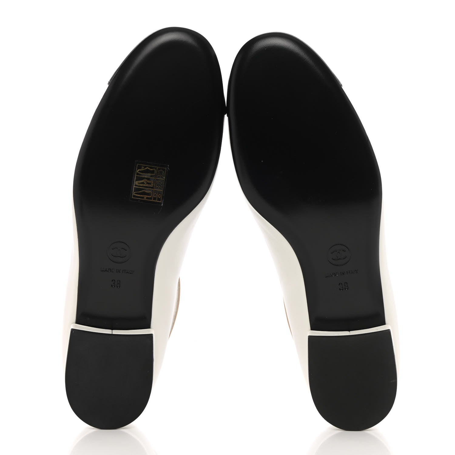 Chanel Lambskin Pearl Cap Toe CC Ankle Strap Flats 38 White Black Beige 5 of 9