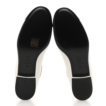 Chanel Lambskin Pearl Cap Toe CC Ankle Strap Flats 38 White Black Beige 5 of 9