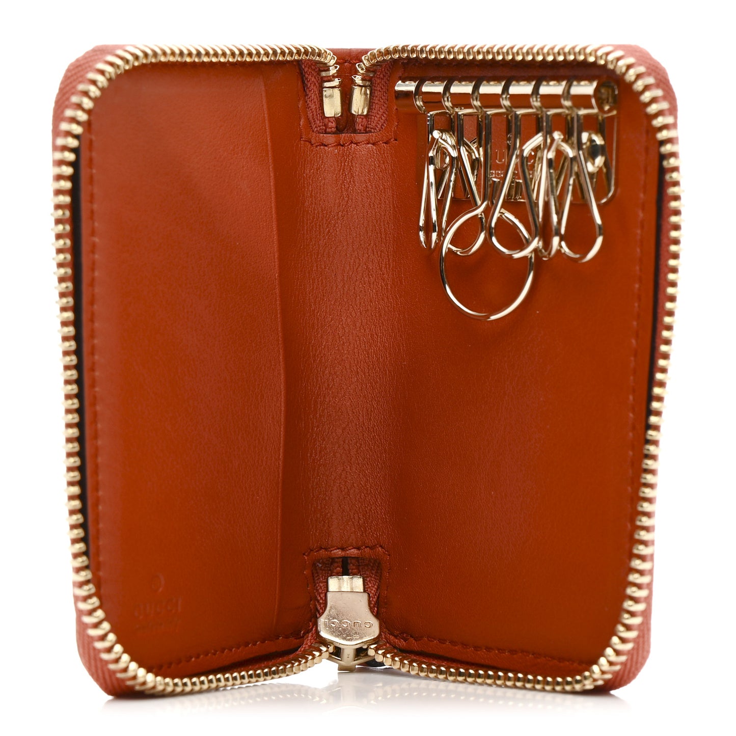 Microguccissima Zip Around Key Case Sun Orange