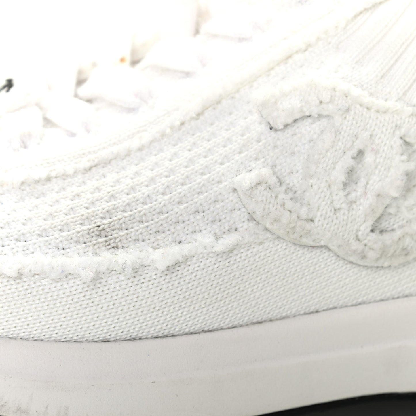 Fabric Suede Calfskin Stretch CC Sneakers 36 White Black