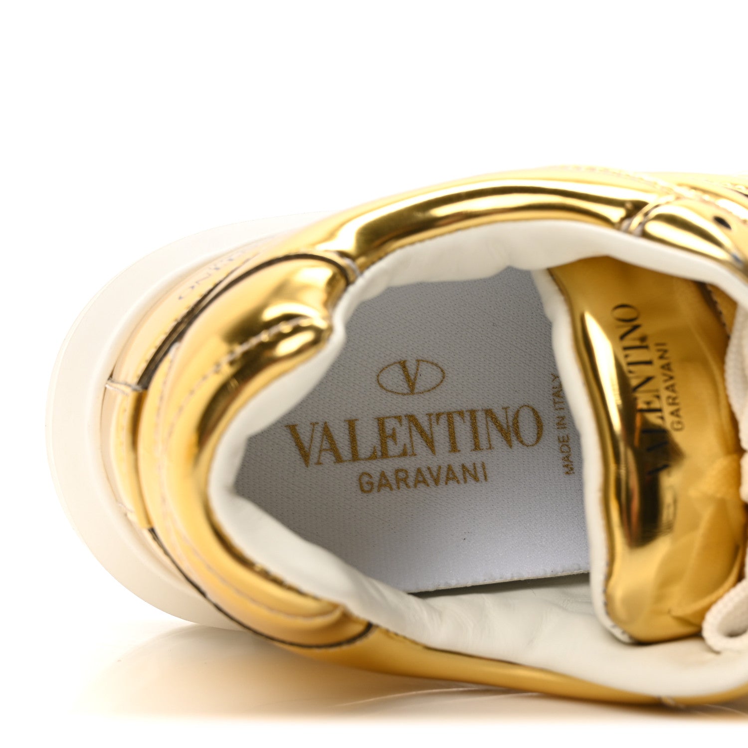 Valentino Garavani Metallic Nappa Patent One Stud Low Top Sneaker 37.5 Gold 8 of 8