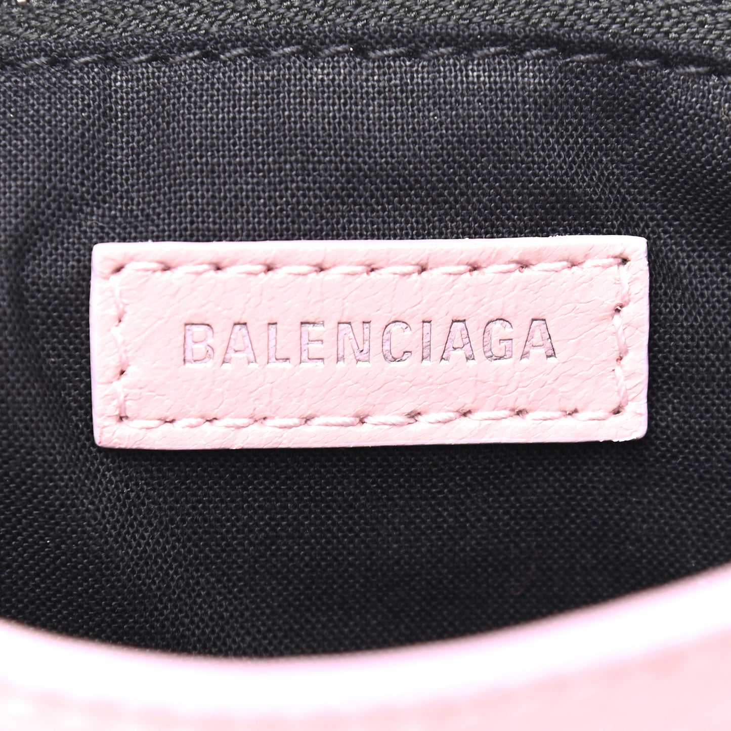 Agneau Classic Silver Hardware Mini City Logo Strap Pale Rose Black