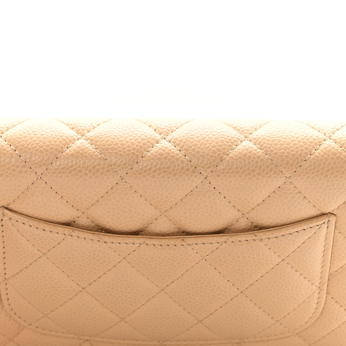 Caviar Quilted Wallet On Chain WOC Beige