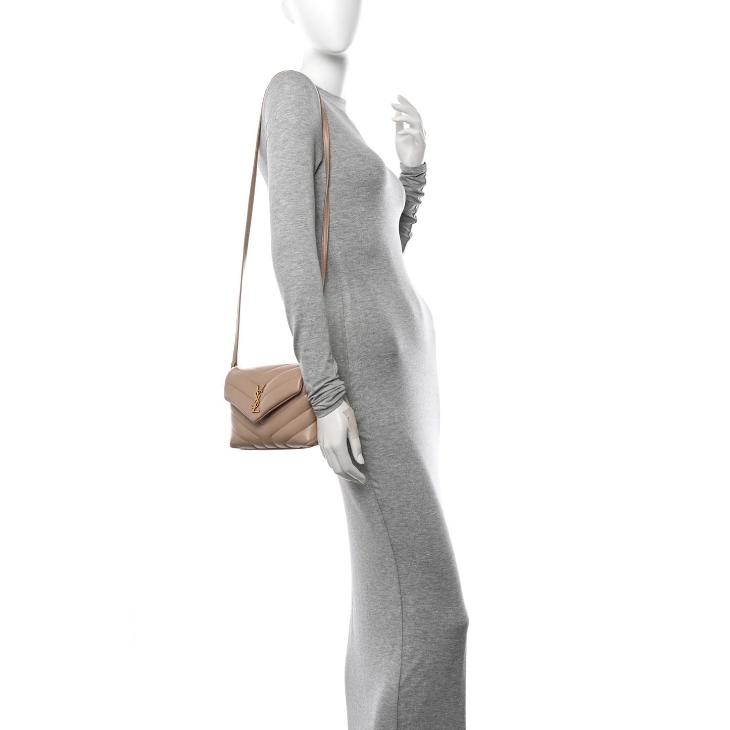 Calfskin Y Quilted Monogram Toy Loulou Crossbody Bag Dark Beige