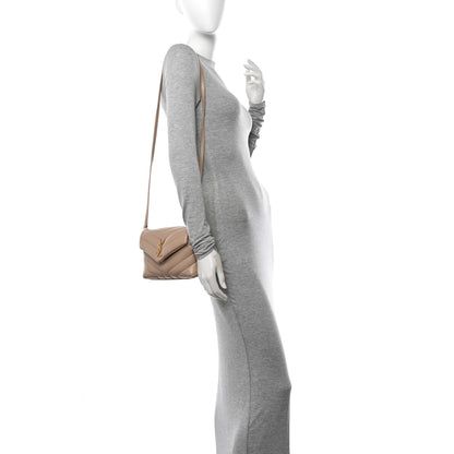 Saint Laurent Calfskin Y Quilted Monogram Toy Loulou Crossbody Bag Dark Beige 2 of 11