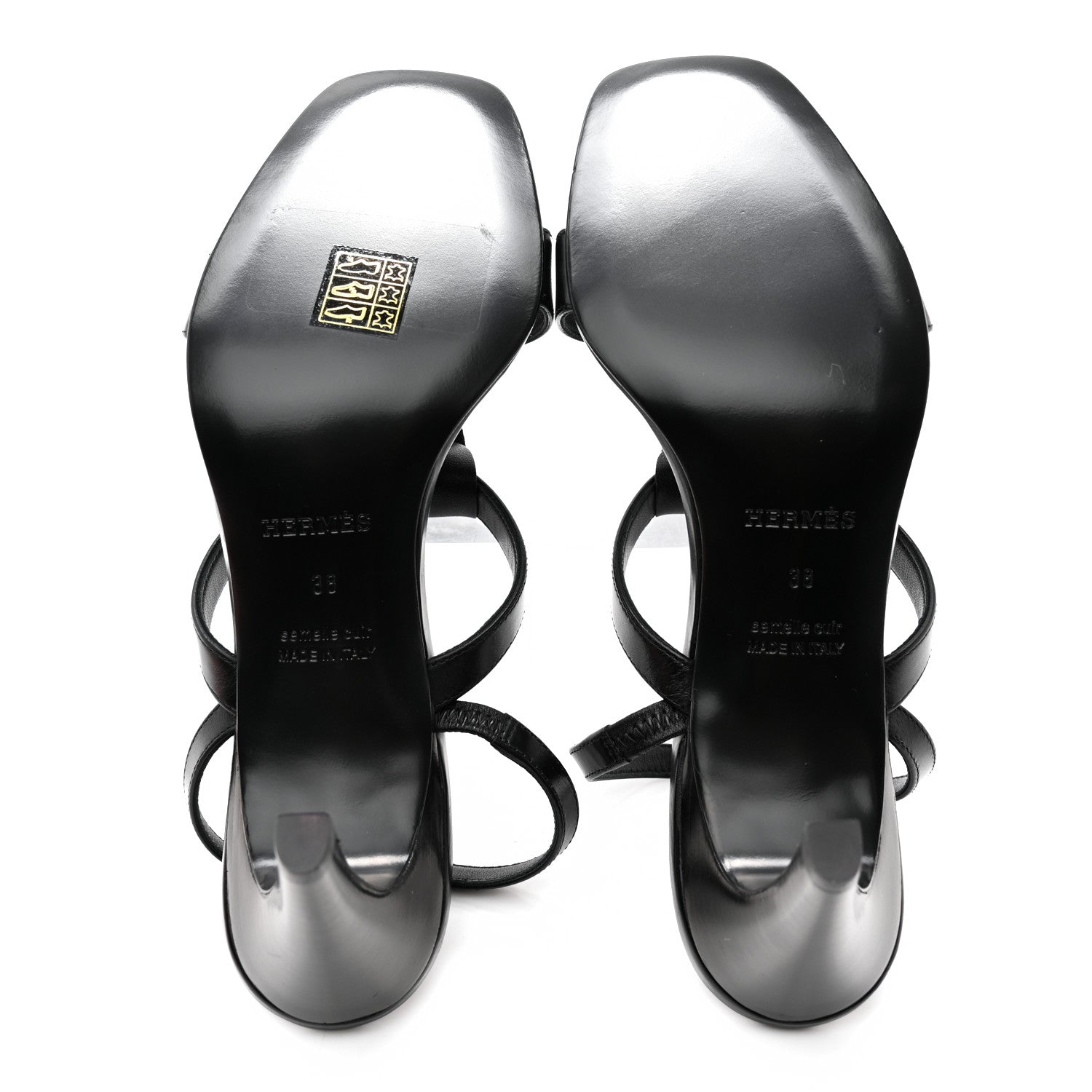 Hermes Calfskin Glamour 75 Sandals 38 Black 5 of 9