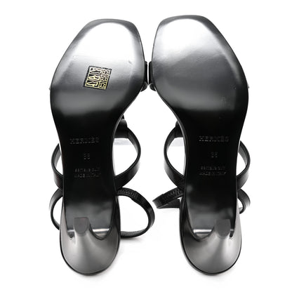 Hermes Calfskin Glamour 75 Sandals 38 Black 5 of 9