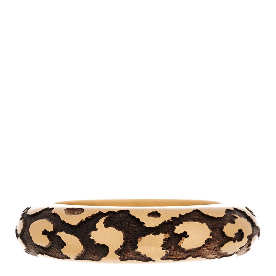 Lacquer Wood Leomonogram Bangle Bracelet M Gold