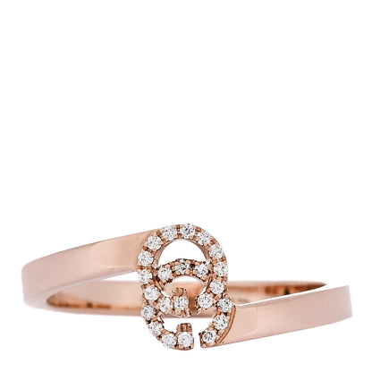 Gucci 18K Rose Gold Diamond GG Running Ring 50 5.25 1 of 7