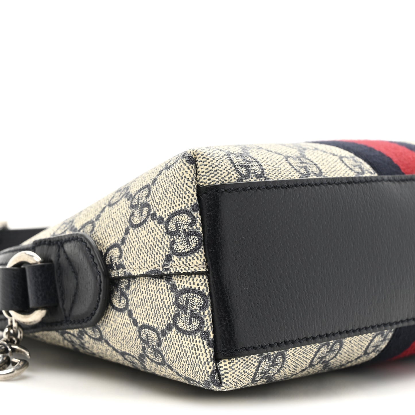 GG Supreme Monogram Textured Dollar Calfskin Web Small Ophidia Dome Shoulder Bag Beige Blue