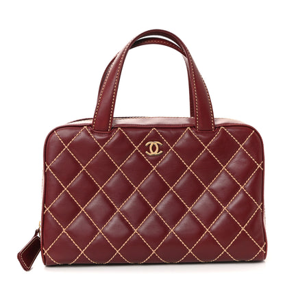 Chanel Calfskin Contrast Stitch Surpique Bowler Red 1 of 11