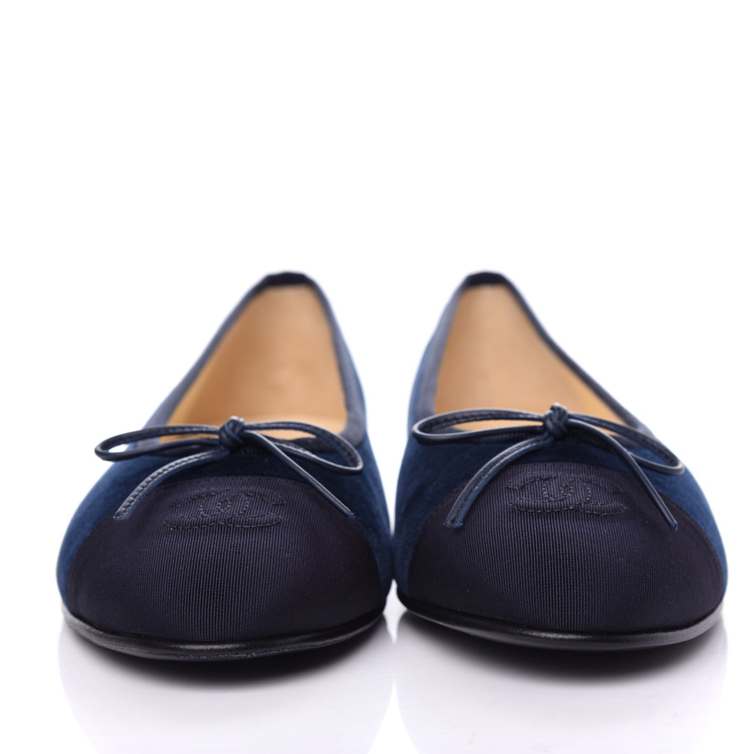 Chanel Velvet Cap Toe Ballerina Flats 39 Navy 2 of 11