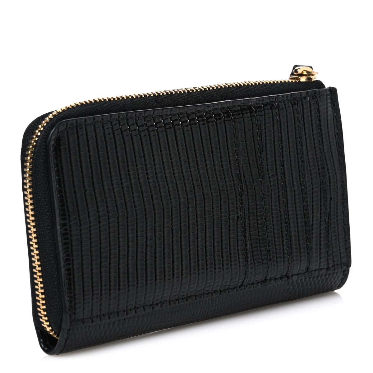 Lizard Embossed Long Zipped Wallet Black