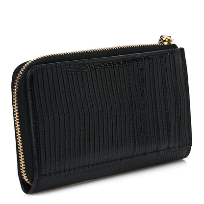 Chanel Lizard Embossed Long Zipped Wallet Black 3 of 8