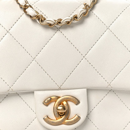 Chanel Lambskin Quilted Small Circular Handle Bag White 8 of 14