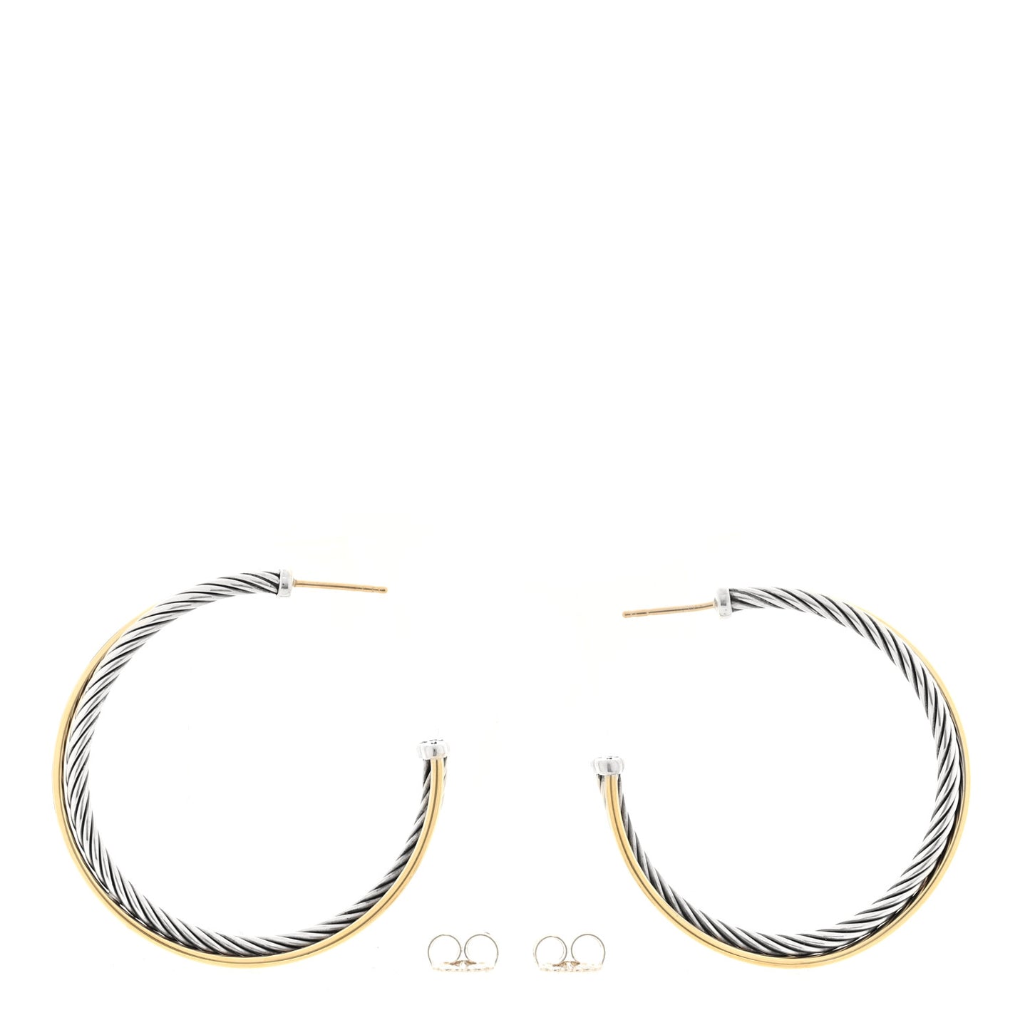 Sterling Silver 18K Yellow Gold 44mm Extra Large Crossover Cable Hoop Earrings