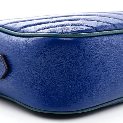 Gucci Azalea Calfskin Enamel Matelasse Diagonal Small Torchon GG Marmont Chain Shoulder Bag Imperial Blue Pavone 9 of 10