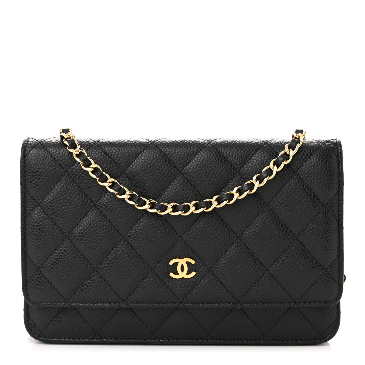 Caviar Quilted Wallet on Chain WOC Black