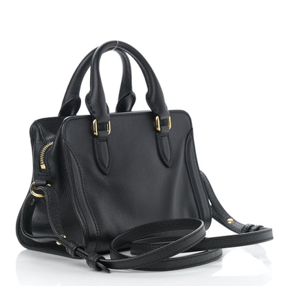 Alexander McQueen Pebbled Calfskin Mini Skull Padlock Zip Around Tote Black 3 of 10