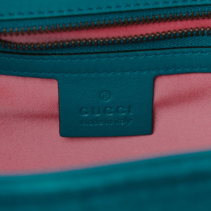 Gucci Velvet Matelasse Small GG Marmont Shoulder Bag Pavone Cyan 6 of 11