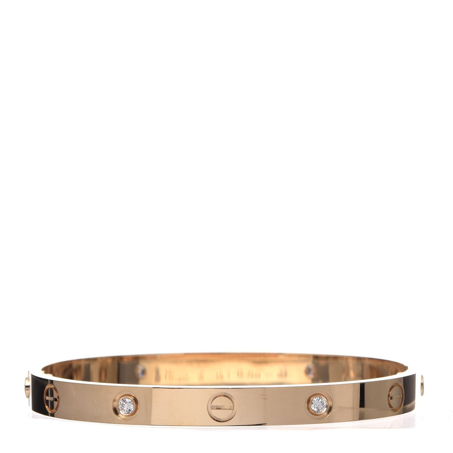 Cartier 18K Yellow Gold 4 Diamond LOVE Bracelet 18 3 of 5