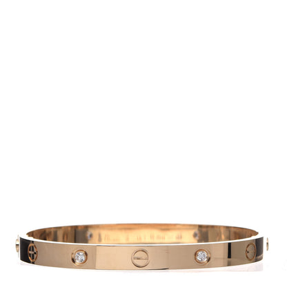 Cartier 18K Yellow Gold 4 Diamond LOVE Bracelet 18 3 of 5
