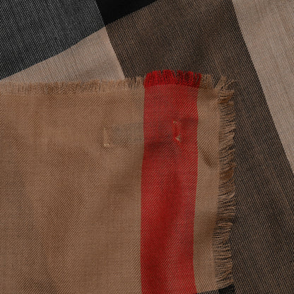 Burberry Cashmere Mega Check Fringe Scarf Camel 7 of 8