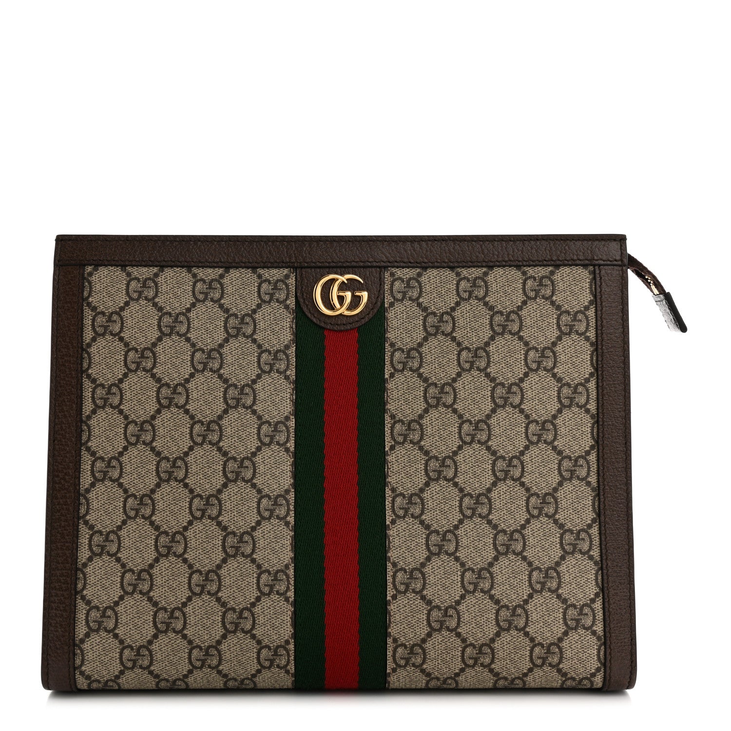 Gucci GG Supreme Monogram Web Ophidia Pouch Brown 1 of 10