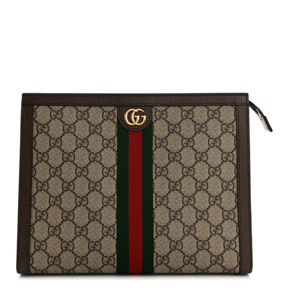 Gucci GG Supreme Monogram Web Ophidia Pouch Brown 1 of 10