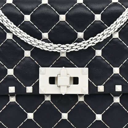 Valentino Garavani Lambskin Free Rockstud Spike Wallet On Chain Marine 6 of 12