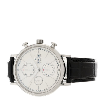 IWC Stainless Steel Alligator 42mm Portofino Chronograph Automatic Watch White IW391027 2 of 5