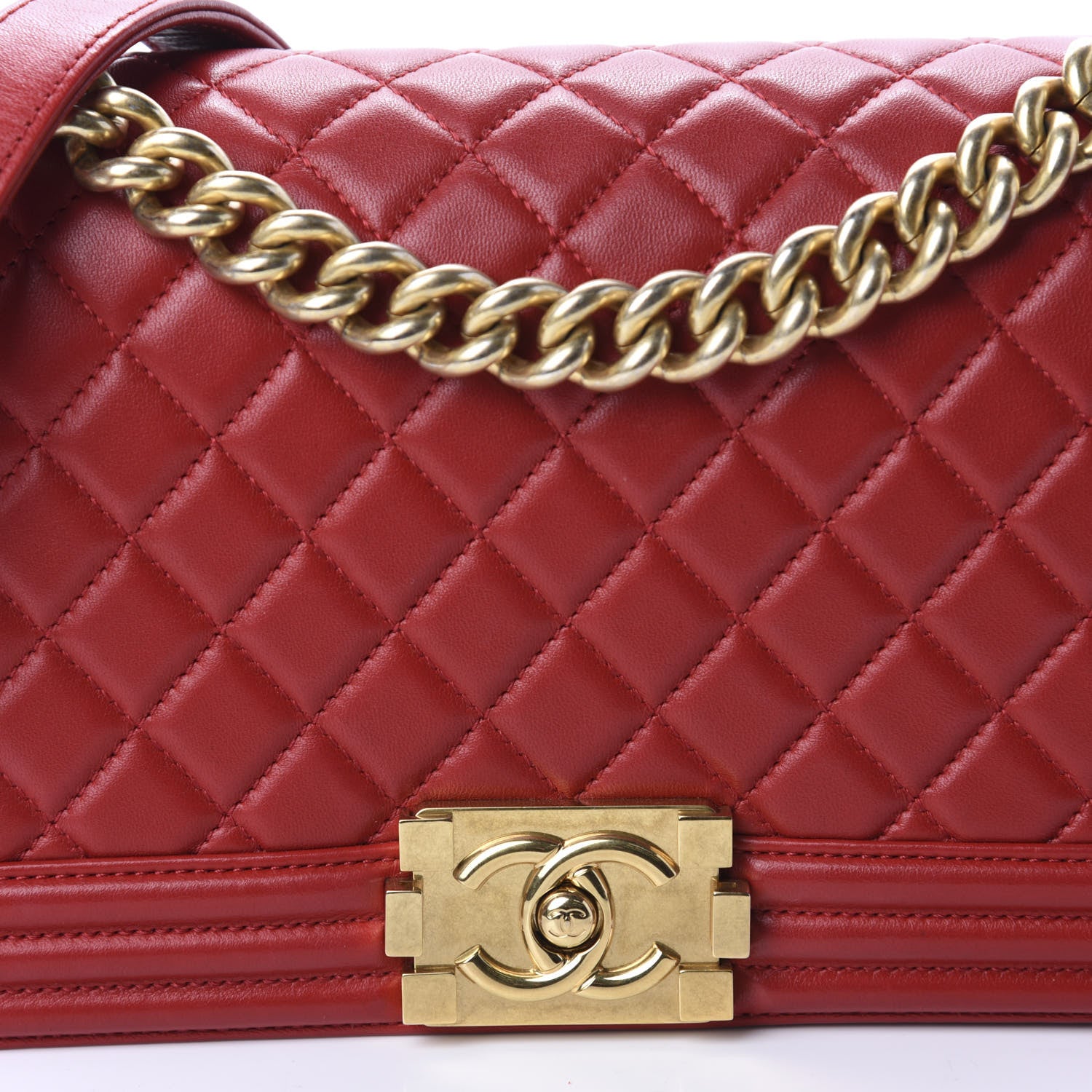 Chanel Lambskin Quilted Medium Boy Flap Red 12 of 13
