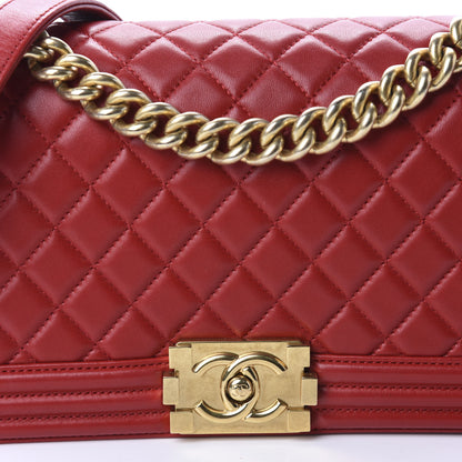 Chanel Lambskin Quilted Medium Boy Flap Red 12 of 13