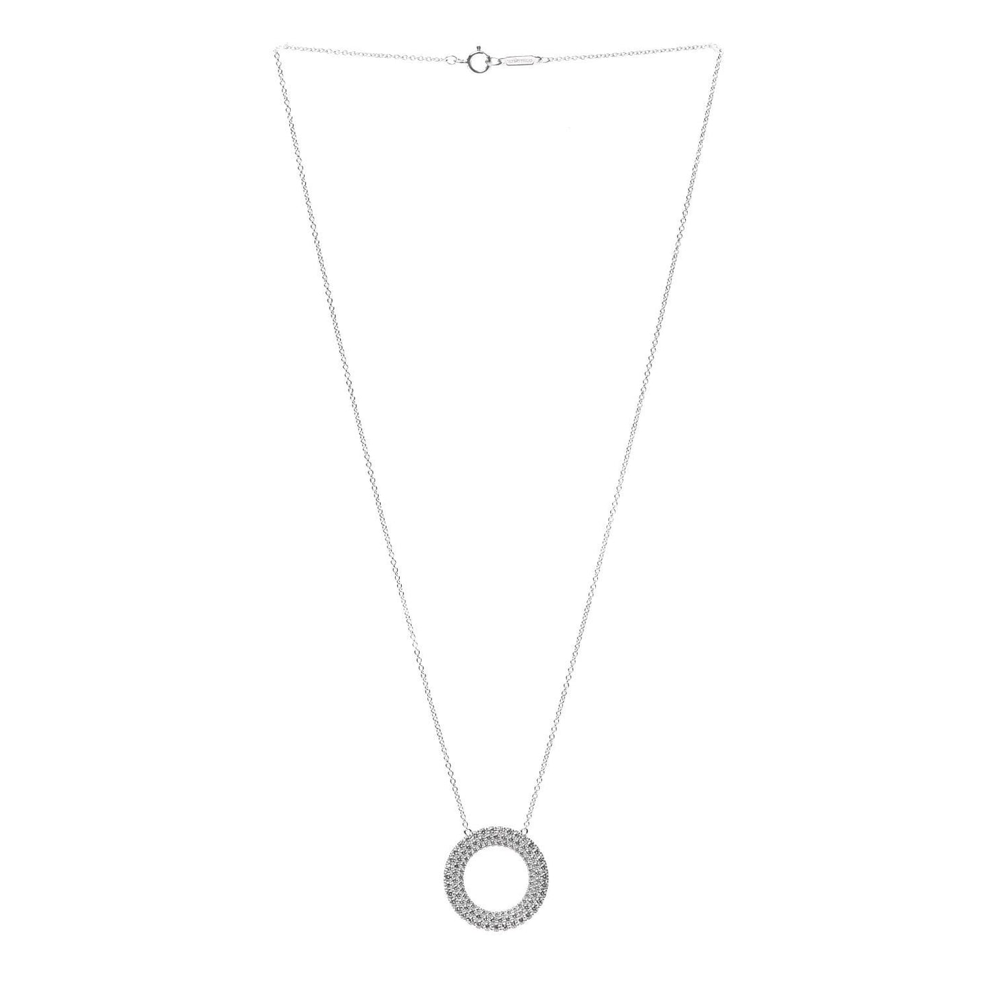 18K White Gold Diamond Metro Round Pendant Necklace