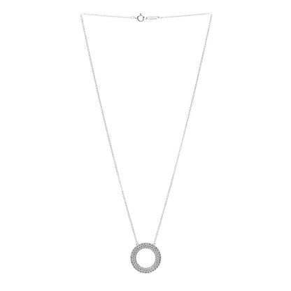 Tiffany 18K White Gold Diamond Metro Round Pendant Necklace 3 of 7