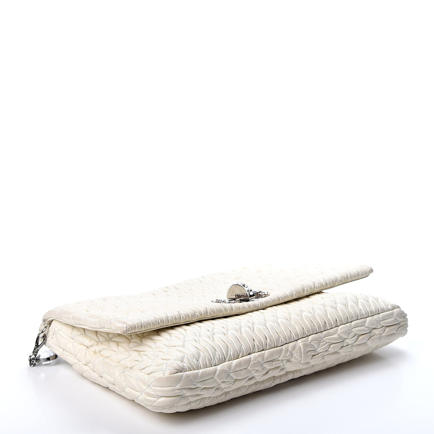 Nappa Matelasse Crystal Flap Clutch White