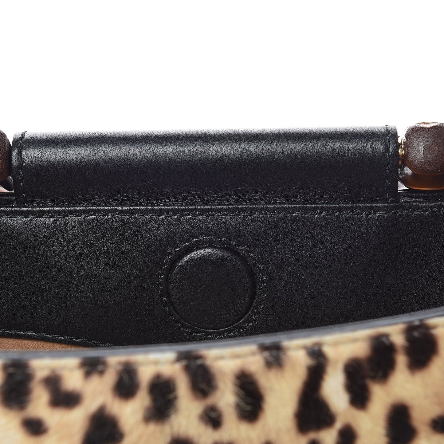 Calf Hair Bamboo Web Leopard Print Mini Nymphaea Top Handle Bag