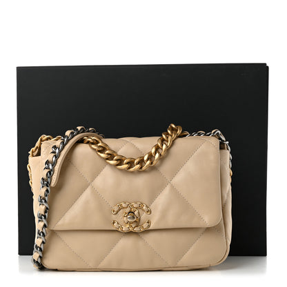Chanel Lambskin Quilted Medium Chanel 19 Flap Beige 11 of 11