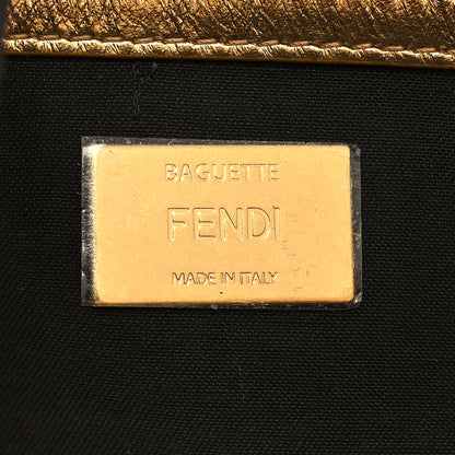 Fendi Vitello Catalan Mirror FF 1974 Embossed Baguette Gold 6 of 11