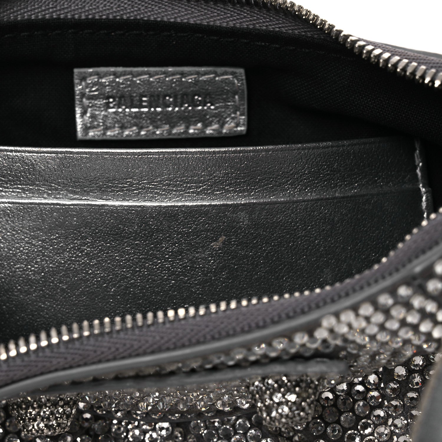Balenciaga Strass Suede Metallic Nappa Le Cagole Mini Purse With Chain Grey 11 of 12