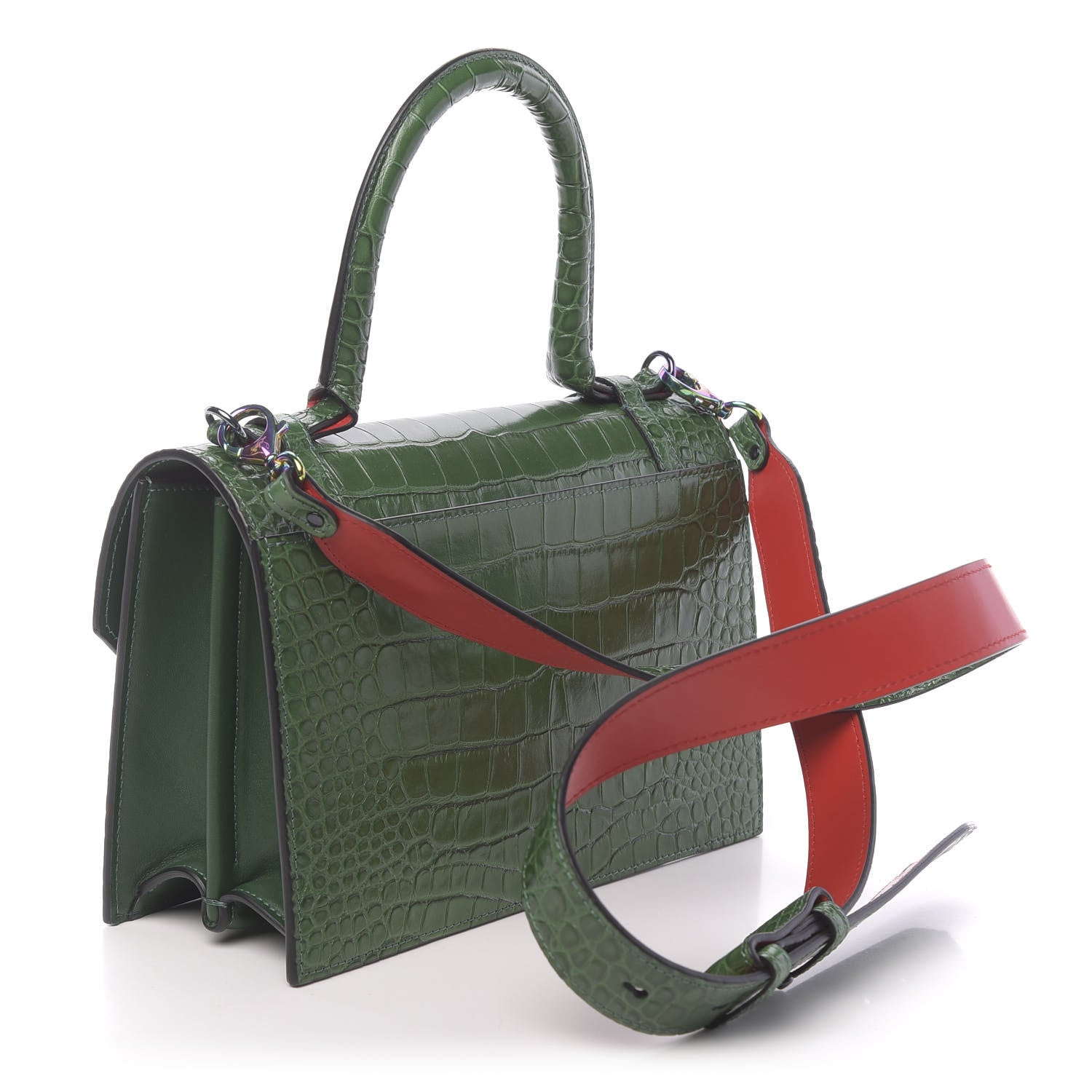 Christian Louboutin Alligator Embossed Calfskin Elisa Top Handle Bag Canpoee Rainbow 6 of 13