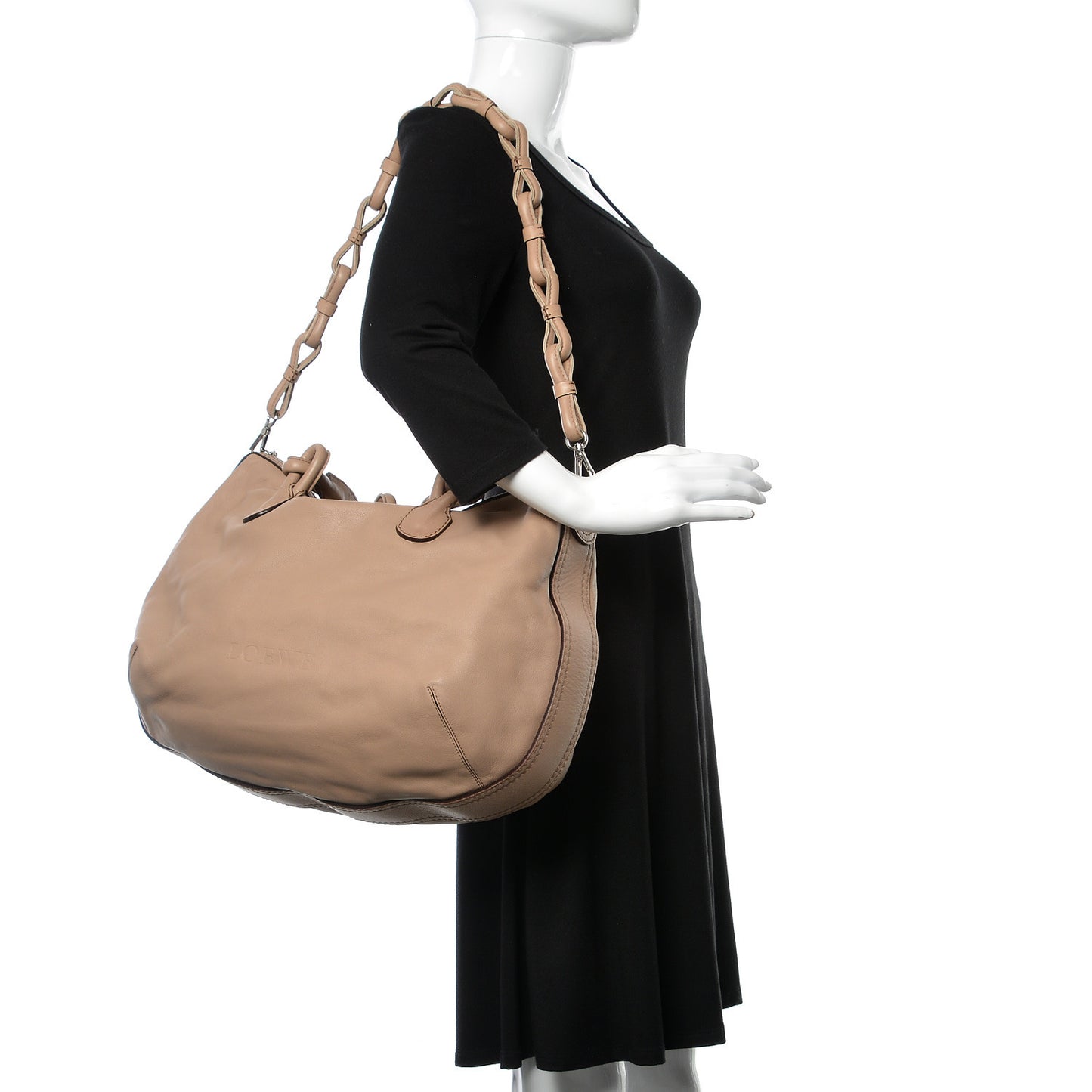 Calfskin Logo Shoulder Bag Mink