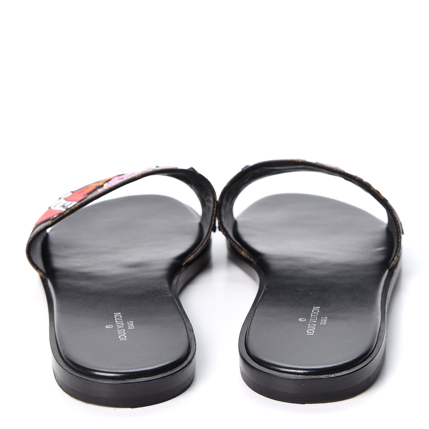 Louis Vuitton Patent Calfskin Monogram LV Black Heart Flat Mules 38 Cacao 5 of 10