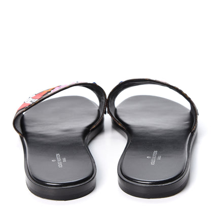 Louis Vuitton Patent Calfskin Monogram LV Black Heart Flat Mules 38 Cacao 5 of 10