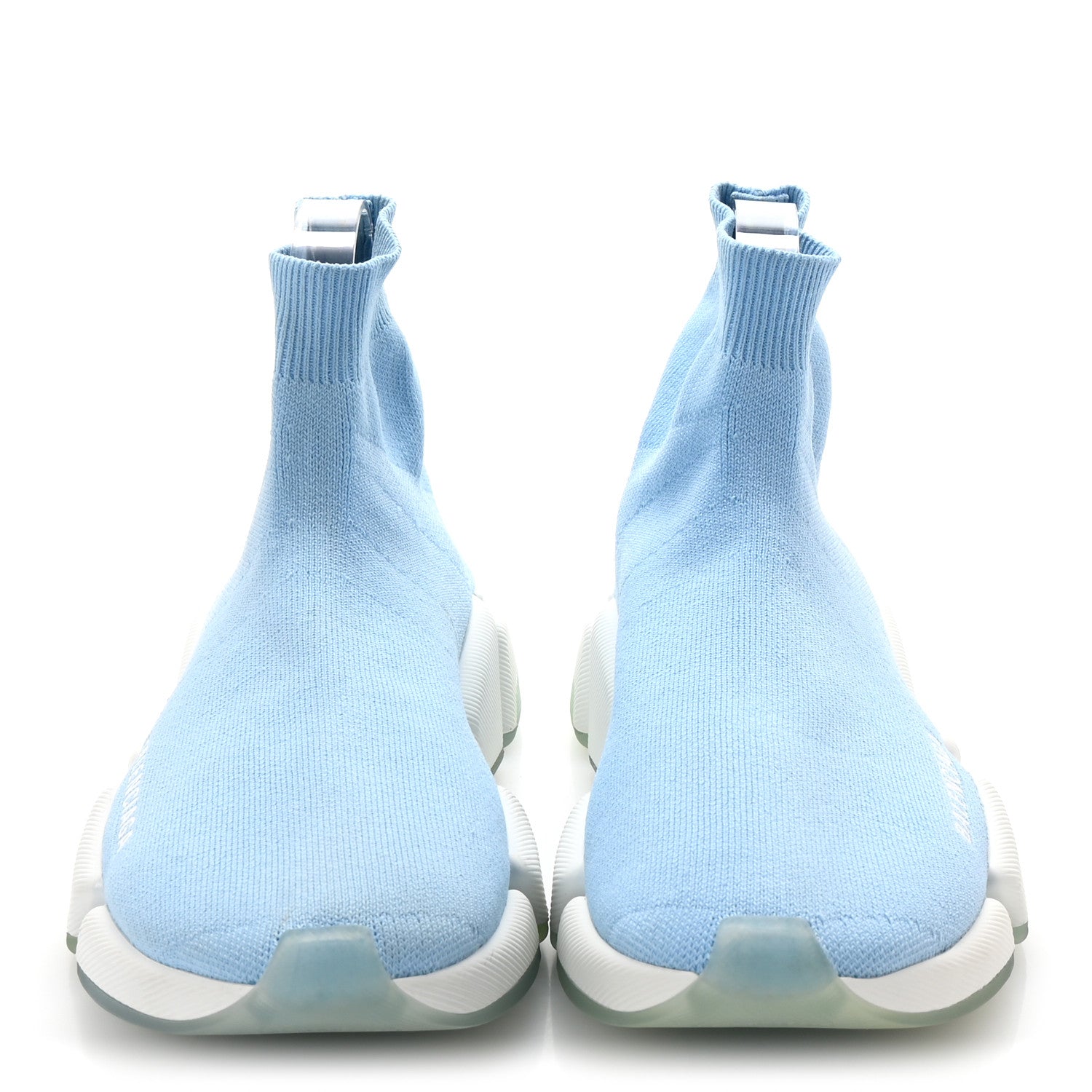 Balenciaga Technical 3D Recycled Knit Bi-Color Womens Speed 2.0 Transparent Sole Sneakers 39 Blue White Transparent Blue 3 of 10