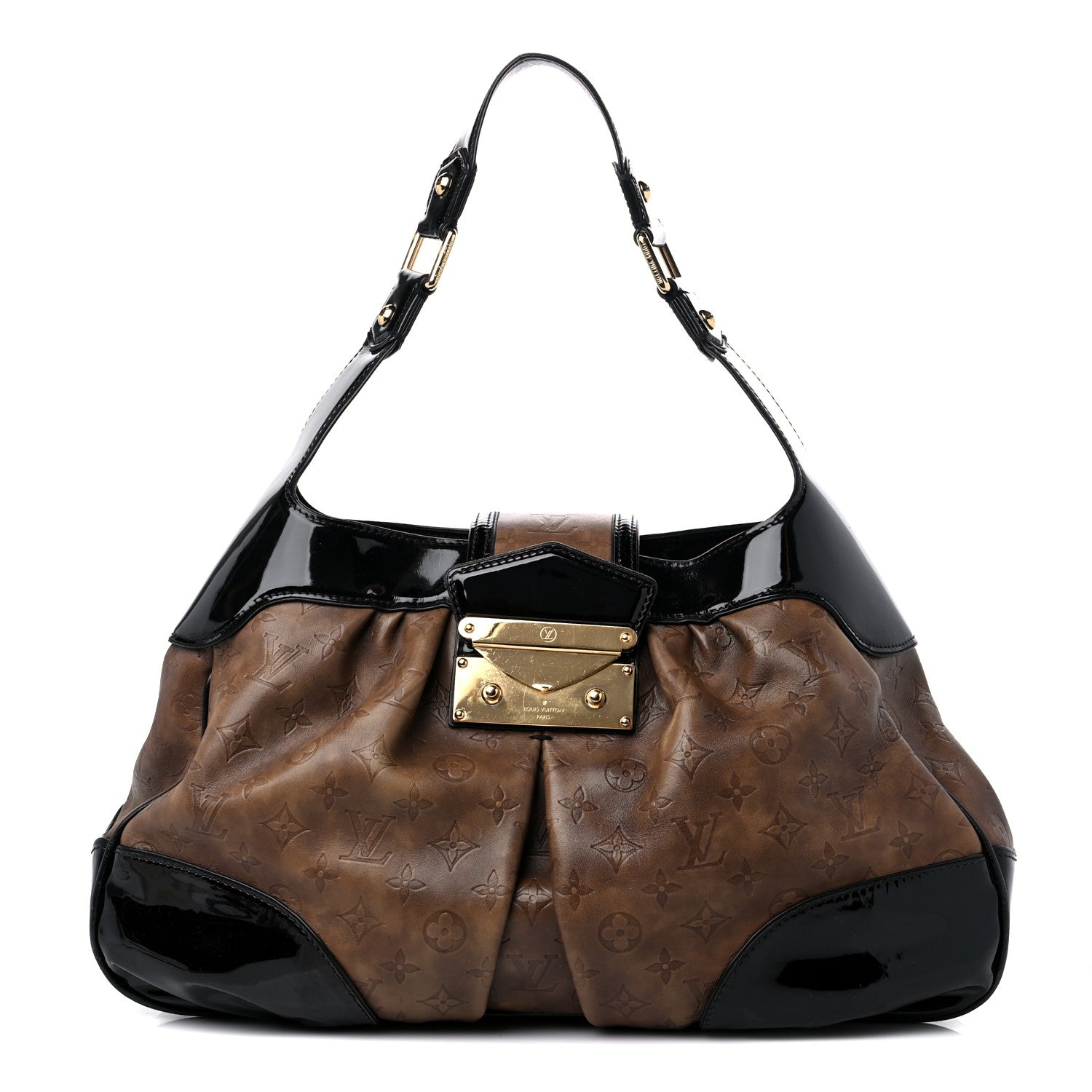 Louis Vuitton Monogram Embossed Polly Hobo Taupe 1 of 12