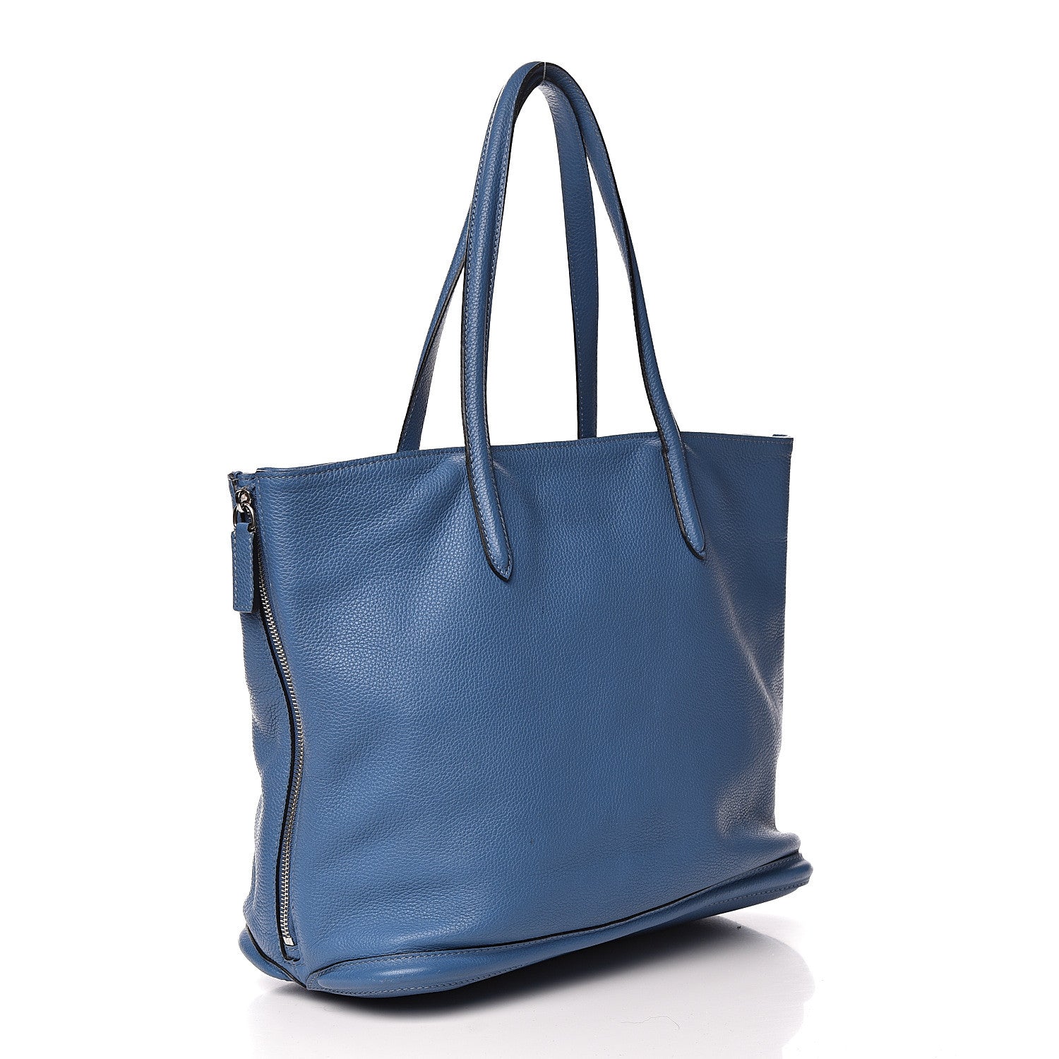 Alexander McQueen Pebbled Calfskin Skull Padlock Tote Blue 3 of 16