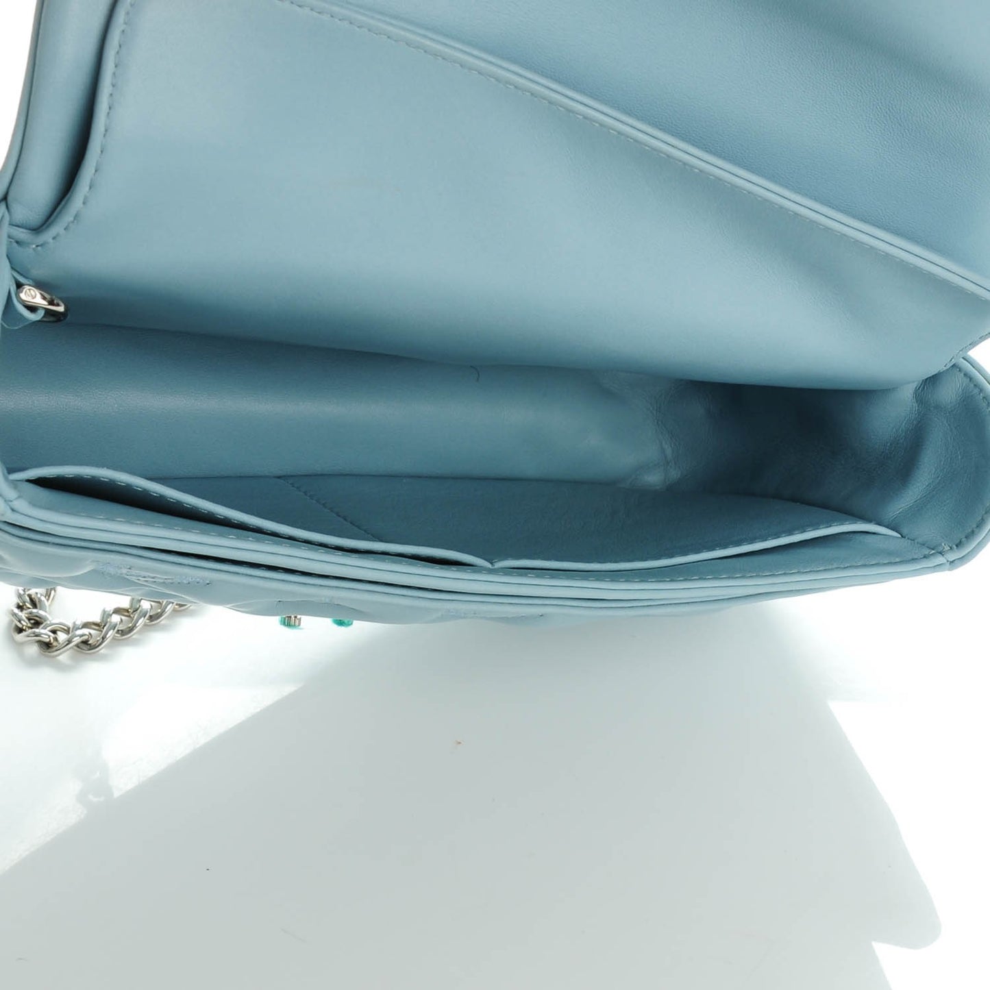 Lambskin Mama Broderie Pochette Blue